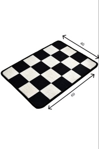 Covoras de baie, poliester 100%, 40x60 cm, antiderapant, antialergic, alb/negru - Verificat A · Re-Bloom - Img 3