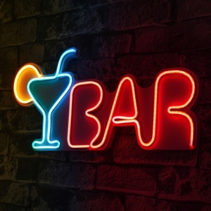 Decor de perete Re-Bloom, BAR, LED, PVC, rosu/albastru/galben, 50 x 23 x 3 cm - Img 4