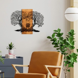 Decor de perete Re-Bloom Eva, lemn/metal, 76x58 cm, negru/maro - Verificat A · Re-Bloom - Img 2