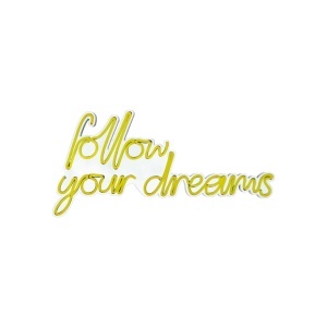 Decor de perete Re-Bloom, Follow Your Dreams, LED, PVC, alb/galben, 60 x 32 x 2 cm