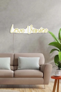 Decor de perete Re-Bloom, Love Venice, LED, PVC, galben, 60 x 2 x 15 cm - Img 4
