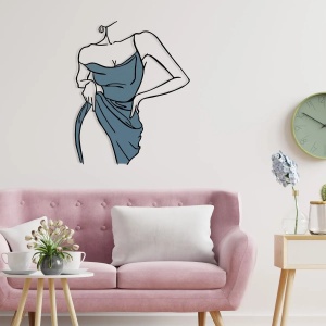 Decor de perete Re-Bloom, metal/lemn, albastru/negru, 56 x 70 cm - Img 5