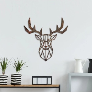 Decor de perete Re-Bloom, model cerb, metal, maro, 51 x 51 cm - Img 3