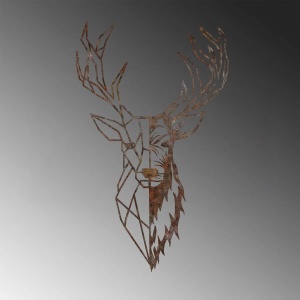 Decor de perete Re-Bloom, model cerb, metal, maro, 70 x 42 cm - Img 5