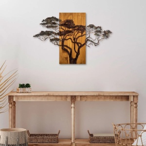 Decor de perete Re-Bloom, model copac, lemn/metal, maro/negru, 90 x 58 x 3 cm - Img 5