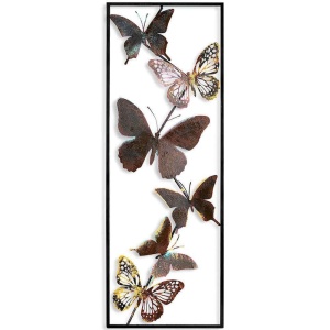 Decor de perete Re-Bloom, model fluturi, metal, multicolor, 90 x 4 x 32 cm