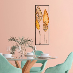 Decor de perete Re-Bloom, model frunze, metal, multicolor, 32 x 90 cm - Img 5
