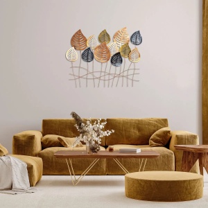 Decor de perete Re-Bloom, model frunze, metal, multicolor, 76 x 64 cm - Img 3
