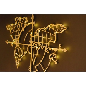 Decor de perete Re-Bloom, model World Map, metal, auriu, 65 x 95 cm - Img 2