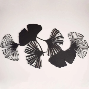 Decor perete model frunze, metal, 98x51 cm, negru - Verificat A · Re-Bloom - Img 1