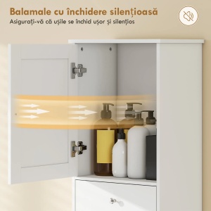 Dulap pentru baie cu cos rufe pliabil Re-Bloom, MDF, 45x30x171.3 cm, dulapior+2 sertare+cos rufe, 20 kg, alb - Verificat A · Re-Bloom - Img 4