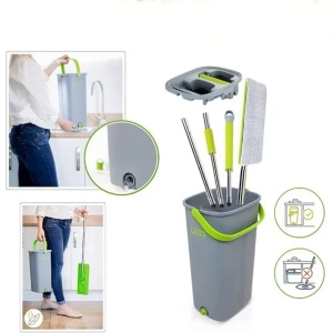 EasyGleam set mop plat + galeata 2 camere 39x23x19 cm, maner inox 131 cm, cap mop 32x12.5 cm, 1 rezerva inclusa - Verificat A · Re-Bloom - Img 4