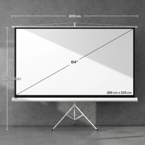 Ecran proiector 84" cu trepied reglabil, plastic/metal, 200x8x118cm, Alb - Verificat A · Re-Bloom - Img 3