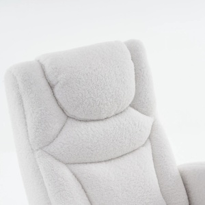 Fotoliu balansoar Re-Bloom, cu suport pentru picioare, textil/spuma/lemn, alb/natur, 66 x 96-125,5 x 99 cm, Resigilat, Grad A - Img 5