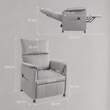 Fotoliu electric rabatabil cu telecomanda 80x83x104 cm, pozitie relaxata 80x170x67 cm, catifea 100% poliester, cadru otel, 135 kg, gri - Verificat A · Re-Bloom - Img 3