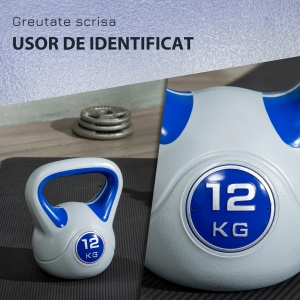 Gantera cu maner confortabil, PU/nisip, gri/albastru, 24 x 17 x 28 cm, 12KG, Resigilat, Grad A - Img 6