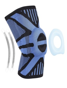 Genunchiera cu stabilizatori laterali Thx4Copper, textil/gel, albastru/negru, marimea M