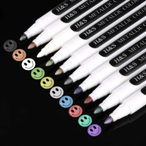 H&S set 10 markere metalice cu vopsea, varf pasla calitate superioara, uscare rapida, pentru pictura/desen/colorat/multiple suprafete - Verificat A · Re-Bloom - Img 2