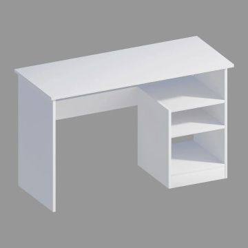 Hanah Home birou de studiu 120x50x74 cm, PAL 18mm melaminat, rafturi multiple, fixabil perete, alb - Verificat A · Re-Bloom