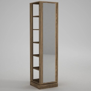 Hanah Home cuier hol 44.8x44.8x180 cm, PAL 18mm, oglinda inclusa, suport agatat multifunctional, rafturi, fixabil perete, nuc - Verificat A · Re-Bloom