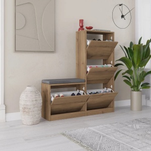 Hanah Home dulap pantofi, PAL melaminat, 105x26x118.5cm, Maro - Verificat A · Re-Bloom - Img 3