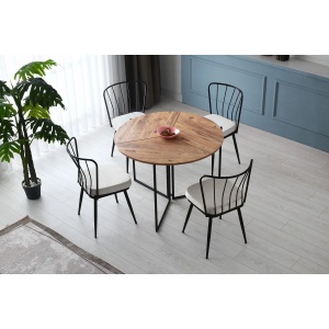 Hanah Home masa dining pliabila, PAL melaminat/picioare metal, 100x100x72 cm, capacitate 19kg, pin atlantic - Verificat A · Re-Bloom - Img 2
