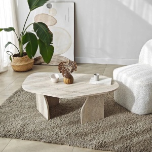 Hanah Home masuta de cafea, PAL melaminat, travertin, 105x65x35cm, Travertin - Verificat A · Re-Bloom - Img 6