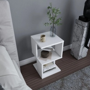 Hanah Home noptiera, PAL melaminat 18mm, 29.6x29.6x49.4 cm, alb - Verificat A · Re-Bloom - Img 3