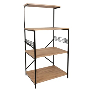 Hanah Home raft de depozitare, PAL melaminat/picioare metal, 60x45x124 cm, grosime 18mm, design industrial, negru/pin - Verificat A · Re-Bloom