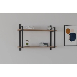 Hanah Home raft de perete, PAL melaminat 18mm, 90x22x60 cm, raft 36.2cm, nuc/negru - Verificat A · Re-Bloom - Img 3