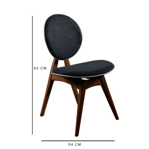 Hanah Home set 2 scaune dining 54x55x93 cm, carpen masiv, tapiterie in 100%, nuc si antracit - Verificat A · Re-Bloom - Img 2