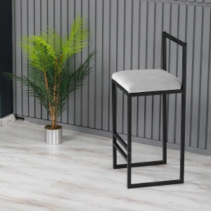 Hanah Home set 4 scaune de bar, metal 100% + spuma 22DNS, 35x35x84 cm, inaltime sezut 65cm, negru/crem - Verificat A · Re-Bloom - Img 4