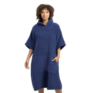 Homelevel poncho de baie unisex, bumbac organic 100%, marime S-M, gluga + buzunar cangur, lavabil 40°C, albastru - Verificat A · Re-Bloom