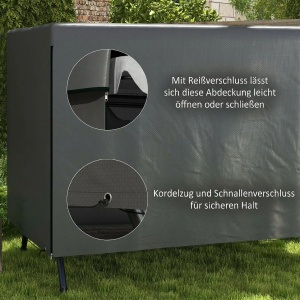 Husa protectie mobilier gradina/leagan Hollywood, PE, rezistenta UV, 215x155x150cm, Gri inchis - Verificat A · Re-Bloom - Img 5