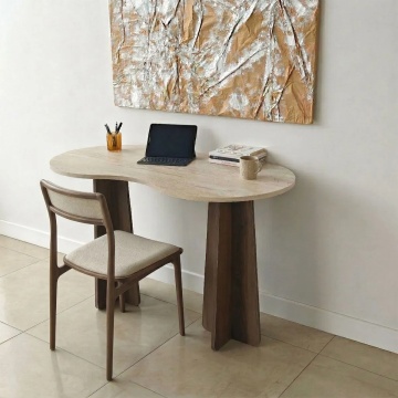 Infini birou 120x60x75 cm, PAL melaminat 18mm, travertin / nuc - Verificat A · Re-Bloom - Img 5