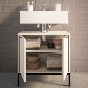 Juvara dulap pentru chiuveta 60x60x32 cm, 2 usi, 1 raft, fata MDF ambutisata, PAL, casmir - Verificat A · Re-Bloom - Img 3