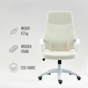 Kiwari scaun de birou, spatar inalt, brate fixe, mecanism fluture, cadru nylon alb, roti PU - Verificat A · Re-Bloom - Img 6