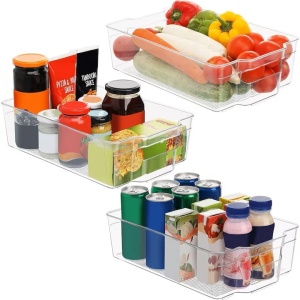 Kurtzy set 3 organizatoare frigider/bucatarie, plastic fara BPA transparent, 32.5x21x9 cm - Verificat A · Re-Bloom - Img 7