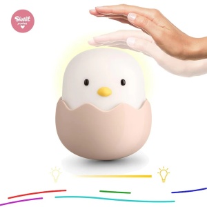 Lampa de veghe portabila pentru copii, LED multicolor, USB, touch-control, temporizator, PVC, ABS, Pui, galben, Resigilat, Grad A - Img 3