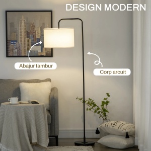 Lampadar arcuit Re-Bloom, otel/poliester, alb/negru, 64 x 38 x 163,5 cm, Resigilat, Grad A - Img 2