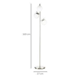 Lampadar modern cu 3 lumini Re-Bloom, metal/sticla, argintiu/alb, 27 x 169 cm, Resigilat, Grad A - Img 5