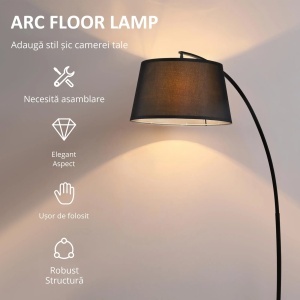 Lampadar tip arc Re-Bloom, metal/plastic/in, negru, 47 x 105 x 190 cm, Resigilat, Grad A - Img 5