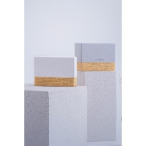 Lumanare din lemn de santal Re-Bloom, realizata din beton alb si franghie, 11,5 cm, Resigilat, Grad A - Img 6