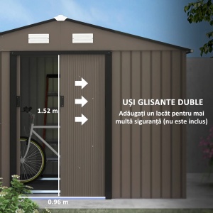 Magazie de depozitare pentru gradina Re-Bloom, otel, maro, 277 x 195 x 192 cm, Resigilat, Grad A - Img 3