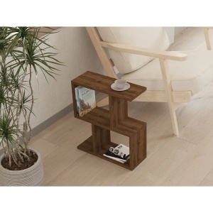 Masuta laterala living 2 niveluri 45x51.4x17 cm, PAL melamina 100%, grosime 18mm, raft 23cm, maro inchis - Verificat A · Re-Bloom - Img 4