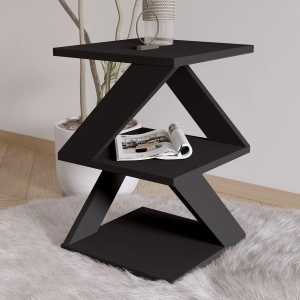Masuta laterala living 29.6x54.2x29.6 cm, PAL melamina 100%, grosime 18mm, rafturi multiple, negru - Verificat A · Re-Bloom - Img 4
