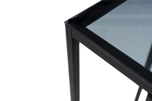 Masuta laterala living 30x60x40 cm, blat sticla, cadru metal negru mat, stil industrial modern - Verificat A · Re-Bloom - Img 5