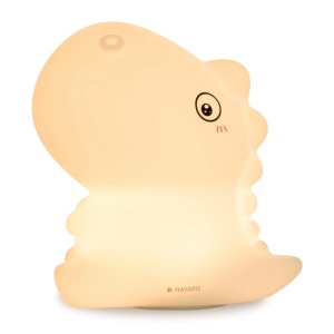 Navaris lampa de veghe copii design dinozaur, silicon BPA-free, 10.5x10x14.5 cm, multicolora, reincarcabila USB, touch-control, cronometru 1h - Verificat A · Re-Bloom
