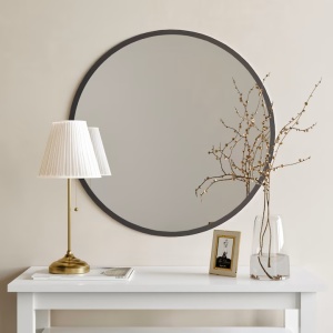 Oglinda de perete Re-Bloom, MDF/sticla, negru, 60 cm - Img 2