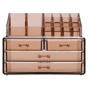 Organizator pentru cosmetice cu sertare Navaris, Maro transparent, 54656.05, Resigilat, Grad B - Img 3